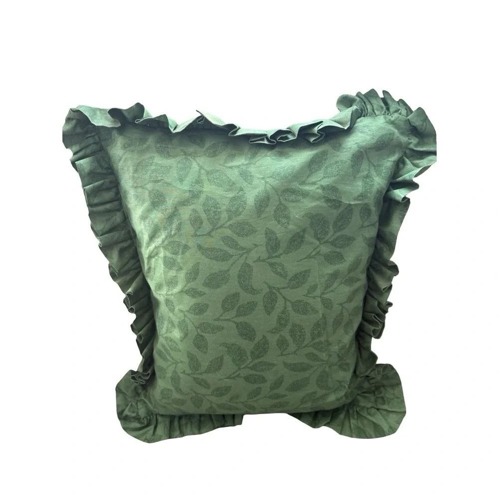 Vintage Handmade decorative pillow needlepoint‎ floral bouquet green grandmacore